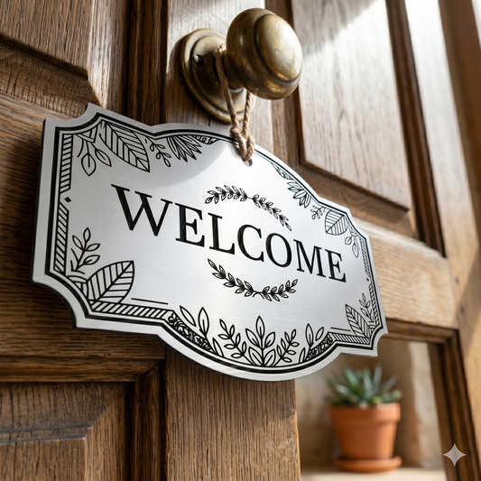 [완제품] 프리미엄 메탈릭 텍스처 WELCOME 사인 - 소