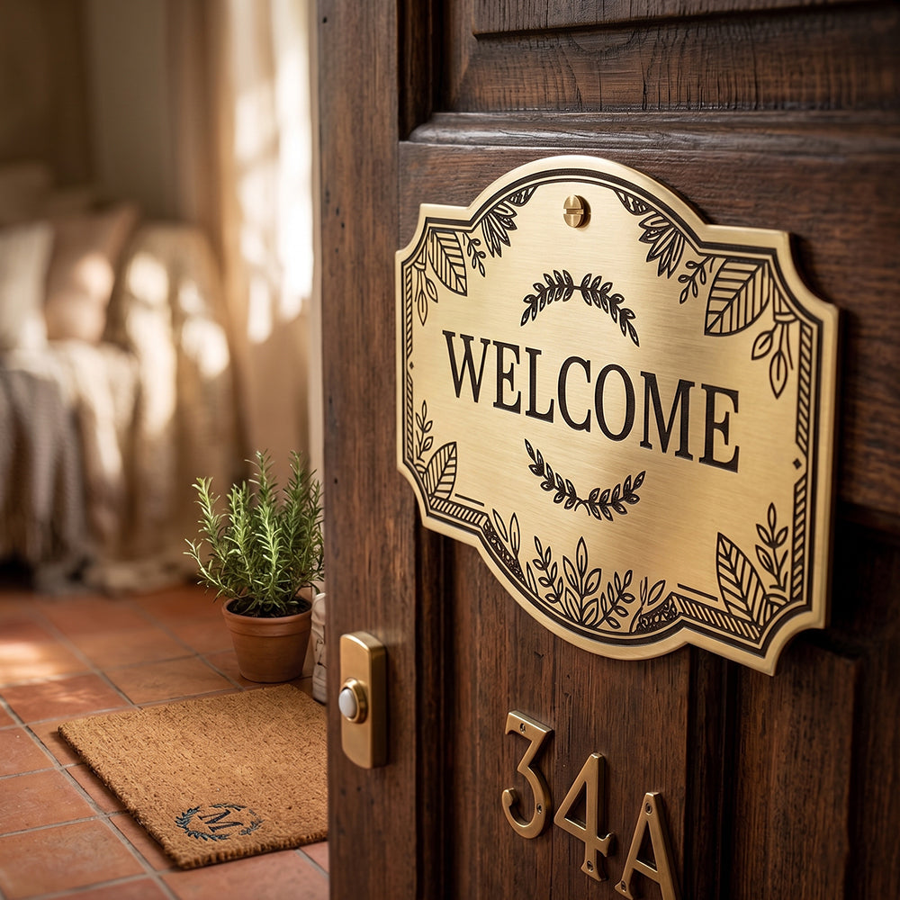 [완제품] 프리미엄 메탈릭 텍스처 WELCOME 사인 - 중