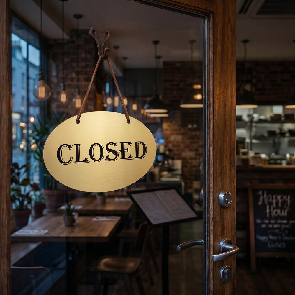 [완제품] 프리미엄 메탈릭 텍스처 OPEN/CLOSED 사인(원형)- 대