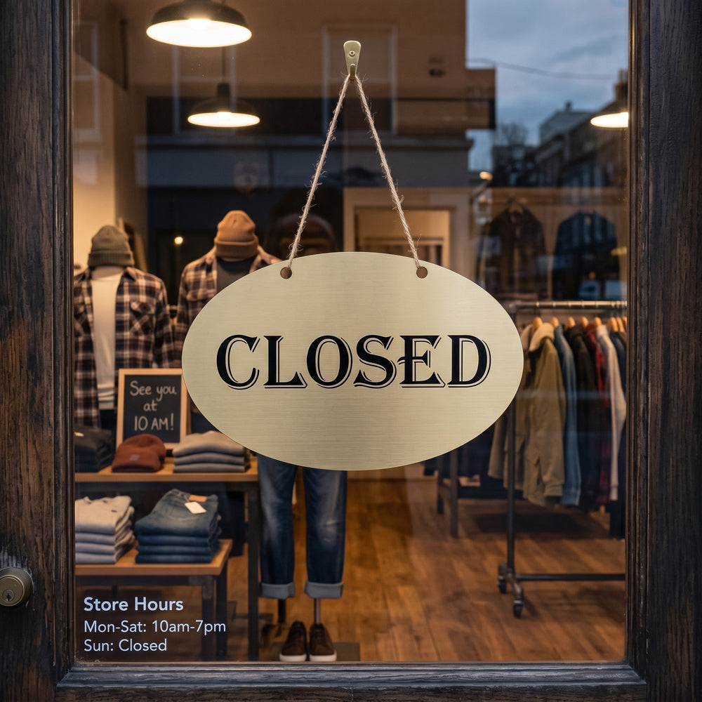 [완제품] 프리미엄 메탈릭 텍스처 OPEN/CLOSED 사인(원형)- 중