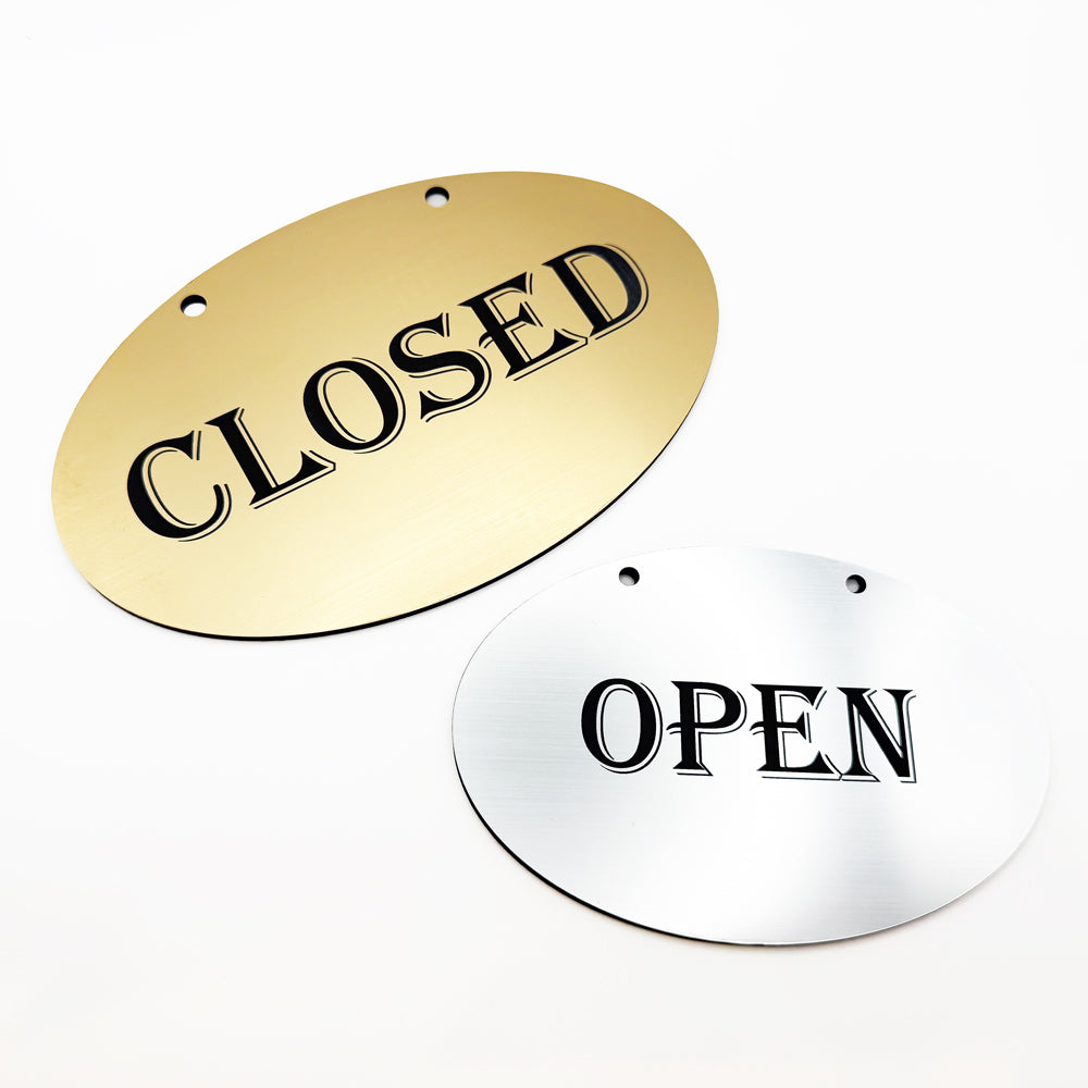 [완제품] 프리미엄 메탈릭 텍스처 OPEN/CLOSED 사인(원형)- 대