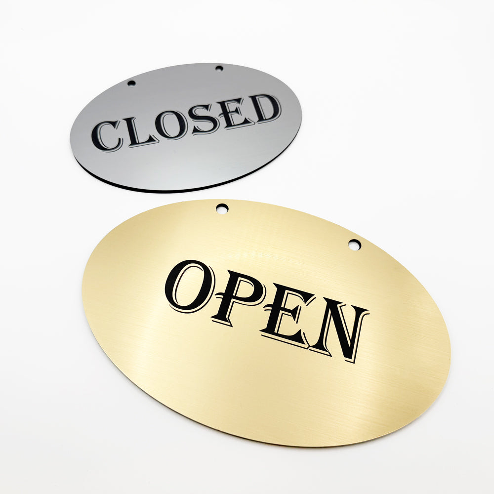 [완제품] 프리미엄 메탈릭 텍스처 OPEN/CLOSED 사인(원형)- 소
