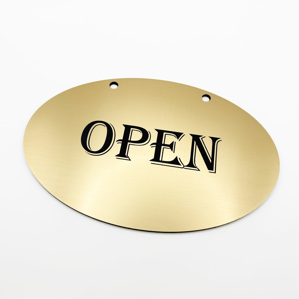 [완제품] 프리미엄 메탈릭 텍스처 OPEN/CLOSED 사인(원형)- 대