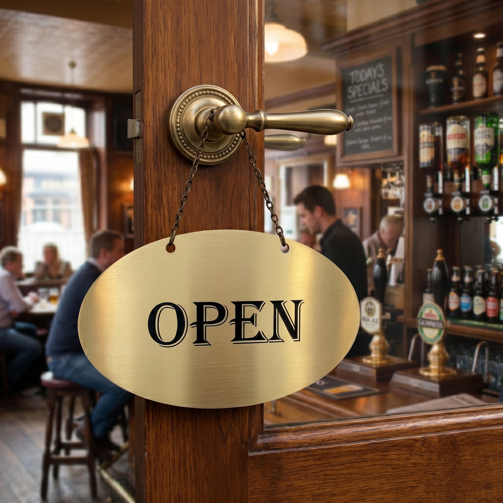 [완제품] 프리미엄 메탈릭 텍스처 OPEN/CLOSED 사인(원형)- 소