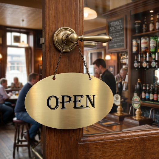 [완제품] 프리미엄 메탈릭 텍스처 OPEN/CLOSED 사인(원형)- 소