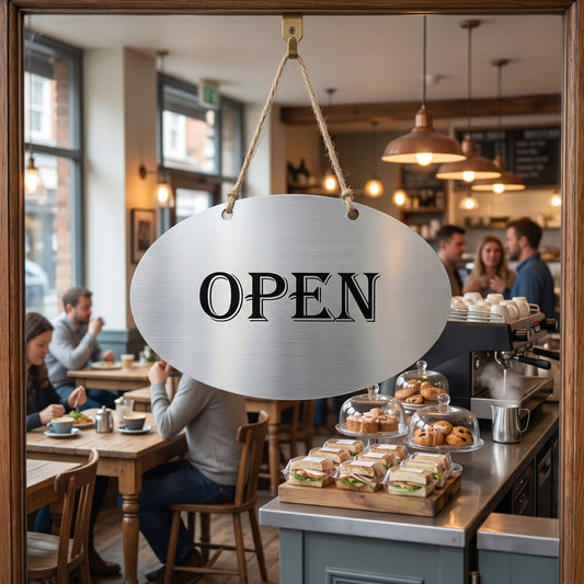 [완제품] 프리미엄 메탈릭 텍스처 OPEN/CLOSED 사인(원형)- 대